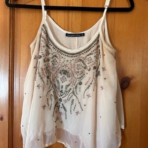 Abercrombie & Fitch Cream Embellished Camisole